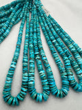 Turquoise heishi Roundel 6-12mm Size, Natural Turquoise beads, Length 16" Grade AAA , Blue Turquoise, Hubei mines. graduated strand