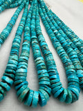 Turquoise heishi Roundel 6-12mm Size, Natural Turquoise beads, Length 16" Grade AAA , Blue Turquoise, Hubei mines. graduated strand
