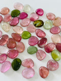 9-10x6.5-7 mm Tourmaline Polki - Pack of 4 Pcs - Code # T4 - AAA Quality - Multi Color Tourmaline Thin Slices -