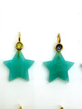 Gemstone charms Star Shape 16x16 mm Size - 925 Silver and gold plating- Gemstone Pendant- Silver pendant with inlay gemstone