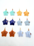 Gemstone charms Star Shape 26x26 mm Size - 925 Silver and gold plating- Gemstone Pendant- Silver pendant with 2 inlay gemstone