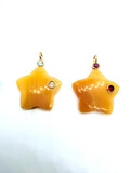 Gemstone charms Star Shape 26x26 mm Size - 925 Silver and gold plating- Gemstone Pendant- Silver pendant with 2 inlay gemstone
