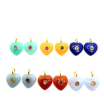 Gemstone Charm Heart Shape 14x14 mm Size - 925 Silver and gold plating- Gemstone Pendant- Silver pendant with 1 inlay gemstone