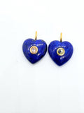 Gemstone Charm Heart Shape 14x14 mm Size - 925 Silver and gold plating- Gemstone Pendant- Silver pendant with 1 inlay gemstone