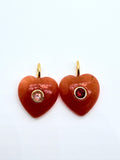 Gemstone Charm Heart Shape 14x14 mm Size - 925 Silver and gold plating- Gemstone Pendant- Silver pendant with 1 inlay gemstone