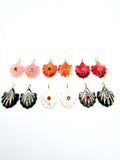 Natural Shell Carving Charm 16x16 mm Size - 925 Silver and gold plating- Shell Pendant- Silver pendant with 1 inlay gemstone