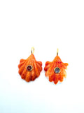 Natural Shell Carving Charm 16x16 mm Size - 925 Silver and gold plating- Shell Pendant- Silver pendant with 1 inlay gemstone