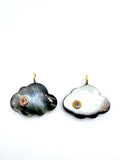 Natural Shell Charm Cloud Shape 25x18 mm Size - 925 Silver and gold plating- Shell Pendant- Silver pendant with 1 inlay gemstone