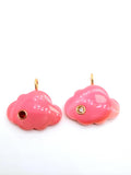 Natural Shell Charm Cloud Shape 25x18 mm Size - 925 Silver and gold plating- Shell Pendant- Silver pendant with 1 inlay gemstone