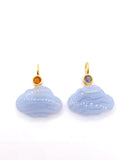 Gemstone Charm Cloud Shape 18x12 mm Size - 925 Silver and gold plating- Gemstone Pendant- Silver pendant with 1 inlay gemstone