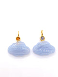 Gemstone Charm Cloud Shape 18x12 mm Size - 925 Silver and gold plating- Gemstone Pendant- Silver pendant with 1 inlay gemstone