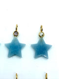 Gemstone charms Star Shape 16x16 mm Size - 925 Silver and gold plating- Gemstone Pendant- Silver pendant with inlay gemstone