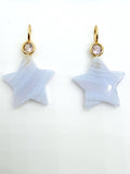 Gemstone charms Star Shape 16x16 mm Size - 925 Silver and gold plating- Gemstone Pendant- Silver pendant with inlay gemstone
