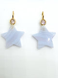 Gemstone charms Star Shape 16x16 mm Size - 925 Silver and gold plating- Gemstone Pendant- Silver pendant with inlay gemstone