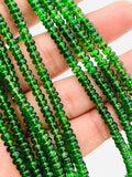 Chrome Diopside Roundel Beads 4 - 4.5mm - AAA Quality -16" Length- Chrome Diopside Beads