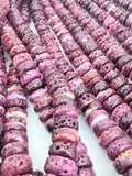 Purple Spiny Oyster Roundel Beads • 6 to 12 mm Size • 40 cm length • AAA Quality • Natural Spiny Oyster Purple Color • Origin Mexico