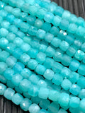 Amazonite Faceted Cube Beads 2/3/4 mm - AAA Quality- Natural Peruvian Amazonite Box Beads - 39 cm Length