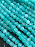 Amazonite Faceted Cube Beads 2/3/4 mm - AAA Quality- Natural Peruvian Amazonite Box Beads - 39 cm Length