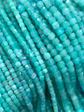 Amazonite Faceted Cube Beads 2/3/4 mm - AAA Quality- Natural Peruvian Amazonite Box Beads - 39 cm Length