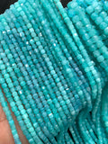 Amazonite Faceted Cube Beads 2/3/4 mm - AAA Quality- Natural Peruvian Amazonite Box Beads - 39 cm Length
