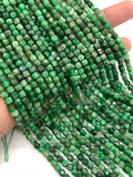 Tsavorite Faceted Cube Beads 4 mm - AAA Quality - Length 39 cm - Natural Tsavorite Box Beads
