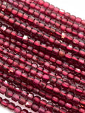Garnet Faceted Cube Beads - 2 mm Size- Dark Color- AAA Quality- Natural Garnet Box Beads
