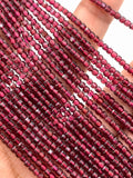 Garnet Faceted Cube Beads - 2 mm Size- Dark Color- AAA Quality- Natural Garnet Box Beads