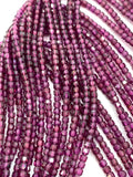 Rhodolite Garnet Faceted Cube Beads - 2 mm Size- AAA Quality- Natural Rhodolite Garnet Box Beads-