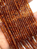 Hessonite Garnet Faceted Cube Beads - 2 mm Size- AAA Quality- Natural Hessonite Garnet Box Beads