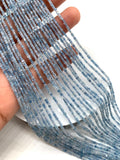 Aquamarine Faceted Cube Beads - 2 mm Size - Length 39 cm - Natural Aquamarine Box Beads