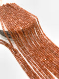 3 mm Sunstone Faceted Cube Beads - AAA Quality - 39 cm Length - Natural sunstone Dice Box Square Beads