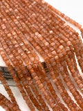 3 mm Sunstone Faceted Cube Beads - AAA Quality - 39 cm Length - Natural sunstone Dice Box Square Beads