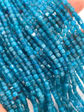 3 mm Neon Apatite Faceted Cube Beads - Length 39 cm - Natural Apatite Box Dice Beads