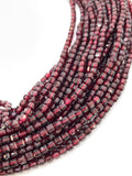 Red Garnet Faceted Cube Beads - 3 mm Size- AAA Quality- Natural Garnet Box Dice Beads