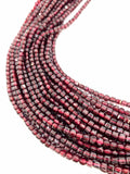 Red Garnet Faceted Cube Beads - 3 mm Size- AAA Quality- Natural Garnet Box Dice Beads