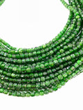 Chrome diopside Faceted Cube Beads- 4 mm Size - AAA Quality - 39 cm Length - Natural Chrome Diopside Box Dice Beads