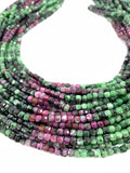 Ruby Zoisite Faceted 4 mm Cube Dice Beads - Length 39 cm - AAA Quality- Natural Ruby Zoisite Square Beads