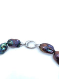 Freshwater Pearl Baroque Necklace - Peacock Color Necklace , AAA Quality - Size Approx 15-17X22-25 MM, 925 silver clasp, hand knotted