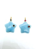 Gemstone charms Star Shape 26x26 mm Size - 925 Silver and gold plating- Gemstone Pendant- Silver pendant with 2 inlay gemstone