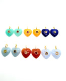 Gemstone Charm Heart Shape 14x14 mm Size - 925 Silver and gold plating- Gemstone Pendant- Silver pendant with 1 inlay gemstone