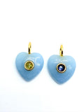 Gemstone Charm Heart Shape 14x14 mm Size - 925 Silver and gold plating- Gemstone Pendant- Silver pendant with 1 inlay gemstone