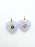 Gemstone Charm Heart Shape 14x14 mm Size - 925 Silver and gold plating- Gemstone Pendant- Silver pendant with 1 inlay gemstone