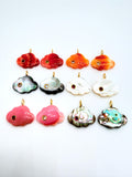 Natural Shell Charm Cloud Shape 25x18 mm Size - 925 Silver and gold plating- Shell Pendant- Silver pendant with 1 inlay gemstone