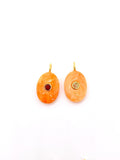 Natural Shell Charm Oval Shape 13x18 mm Size - 925 Silver and gold plating- Shell Pendant- Silver pendant with 1 inlay gemstone