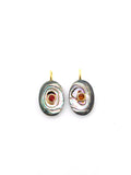 Natural Shell Charm Oval Shape 13x18 mm Size - 925 Silver and gold plating- Shell Pendant- Silver pendant with 1 inlay gemstone