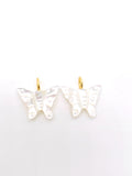 Natural Shell Charm Butterfly Shape 18x15 mm Size - 925 Silver and gold plating- Gemstone Pendant- Silver pendant