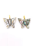 Natural Shell Charm Butterfly Shape 18x15 mm Size - 925 Silver and gold plating- Gemstone Pendant- Silver pendant