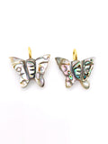 Natural Shell Charm Butterfly Shape 18x15 mm Size - 925 Silver and gold plating- Gemstone Pendant- Silver pendant