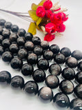 Black Obsidian 20MM Round Beads - Length 40 cm - AAA Quality- Natural Black Obsidian Beads