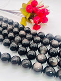 Black Obsidian 20MM Round Beads - Length 40 cm - AAA Quality- Natural Black Obsidian Beads